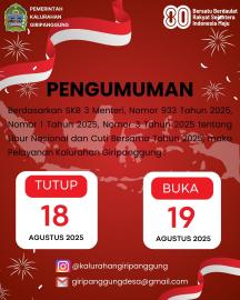PENGUMUMAN LIBUR PROKLAMASI KEMERDEKAAN